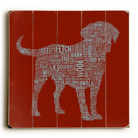 Red Dog Typography Art Wood Sign 9x12 (23cm x 31cm) Solid