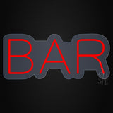 Bar Contoured Clear Backing Neon Sign 10" Tall x 24" Wide x 1" Deep