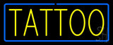 Yellow Tattoo Blue Border Neon Sign 13" Tall x 32" Wide x 3" Deep