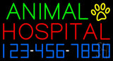 Animal Hospital with Phone Number Neon Sign 20" Tall x 37" Wide x 3" Deep