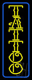 Yellow Tattoo Blue Border Neon Sign 32" Tall x 13" Wide x 3" Deep