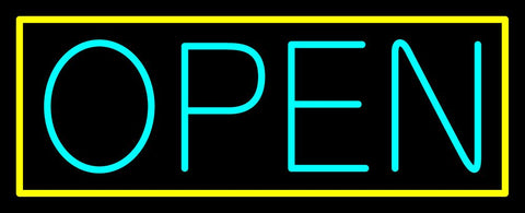 Aqua Open With Yellow Border Neon Sign 13