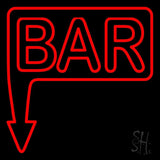 Bar With Arrow Red Neon Sign 24" Tall x 24" Wide x 3" Deep