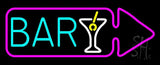 Bar With Wine Glass Arrow Neon Sign 13" Tall x 32" Wide x 3" Deep