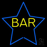 Yellow Bar Inside Blue Star Neon Sign 24" Tall x 24" Wide x 3" Deep