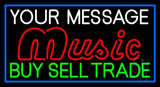 Custom Red Music Green Buy Sell Trade Blue Border Neon Sign 20" Tall x 37" Wide x 3" Deep