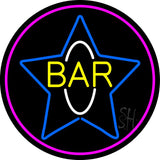 Yellow Bar Inside Blue Star Neon Sign 26" Tall x 26" Wide x 3" Deep