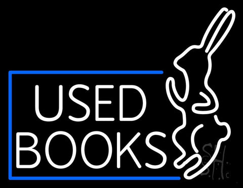 Used Books With Rabbit Logo Neon Sign 24