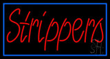 Red Strippers With Blue Border Neon Sign 20" Tall x 37" Wide x 3" Deep