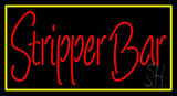 Stripper Bar With Yellow Border Neon Sign 20" Tall x 37" Wide x 3" Deep