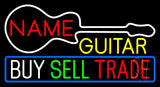 Custom Yellow Guitar Buy Sell Trade Neon Sign 20" Tall x 37" Wide x 3" Deep