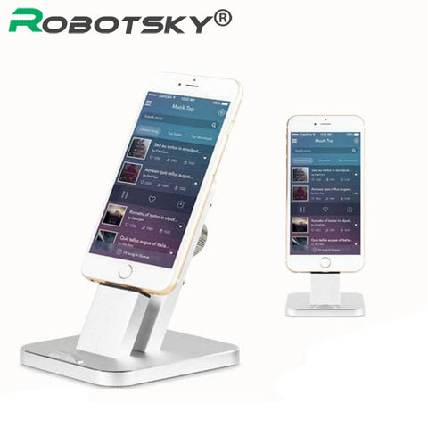 Robotsky Fashion Phone Holder For iPhone 5 6 iPad Tablet Aluminum 2 in 1 Charging Dock Cellphone Clip Stand Mount Bracket Cradle